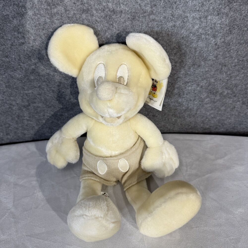 Vintage Walt‎ Disney World White and Silver Mickey Mouse Plush